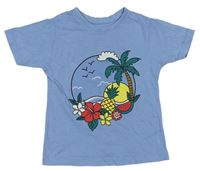Světlemodré tričko s palmou a ovocem Primark