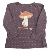 Starofialové puntíkaté triko s houbou Topolino