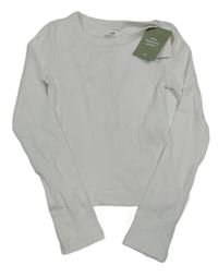 Nové - Bílé žebrované crop triko H&M