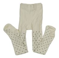 Smetanovo-černé puntíkaté punčocháče H&M