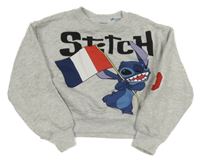 Světlešedá melírovaná crop mikina se Stitchem Zara