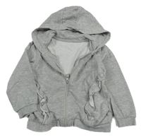 Světlešedá melírovaná propínací minikina s volánky a kapucí Matalan