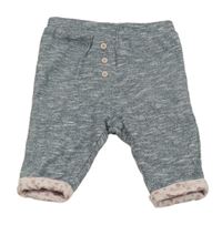 Tmavomodro-bílé melírované pleten podšité tepláky Pocopiano