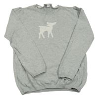 Světlešedý svetr s laní 