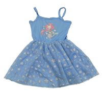 Světlemodré šaty s mořskou pannou a tylovou sukní s hvězdami 