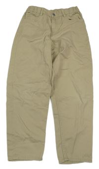 Béžové plátěné loose fit kalhoty H&M