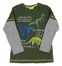 Khaki-šedé triko s diny Kids