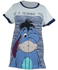 Dámské bílo-tmavomodré pruhované pyžamové tričko s Íjáčkem Disney 