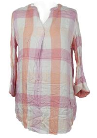 Dámská bílo-růžová kostkovaná halenková tunika zn. F&F