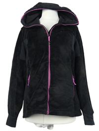 Dámská černá chlupatá sportovní funkční bunda s kapucí Decathlon 