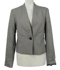 Dámský černo-šedý vzorovaný crop kabátek New Look 