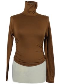 Nové - Dámské hnědé crop triko s rolákem Shein 