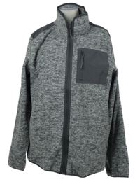 Pánská šedá melírovaná fleecová bunda s kapsou Primark 