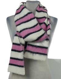 Dámská bílo-růžovo-tmavomodrá pruhovaná pletená šála Primark