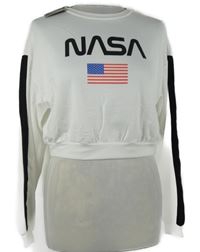 Nové - Dámská bílá crop mikina s logem  Zaful 