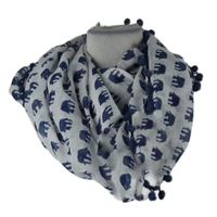 Dámská bílo-tmavomodrá límcová šála se sloníky 
