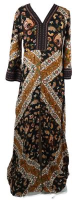 Dámské černo-skořicové vzorované dlouhé šaty Esmara 