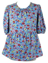 Dámská světlemodrá kytičkovaná peplum halenka Miss Selfridge 