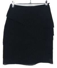 Dámská černá puntíkovaná sukně s volánky S. Oliver 