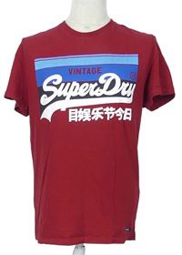 Pánské červené tričko s logem Superdry 