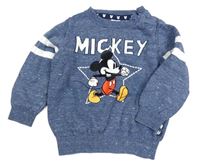 Modrý melírovaný svetr s Mickey Mousem C&A