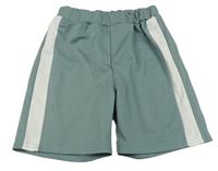 Khaki-bílé sportovní kraťasy Shein