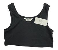 Tmavošedý žebrovaný crop top Candy couture