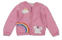 Růžový propínací svetr s obrázkem F&F