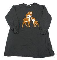 Černé teplákové šaty se srnkami H&M