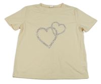 Smetanové tričko se srdíčky 