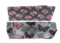 2x čelenka šedá s ježky+ šedá s motýlky