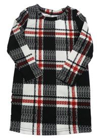 Černo-bílo-červené kostkované šaty Shein