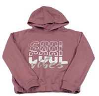 Vínová crop mikina s nápisem a kapucí Y.F.K.