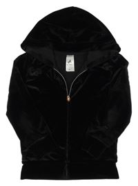 Černá sametová podšitá propínací mikina s kapucí C&A