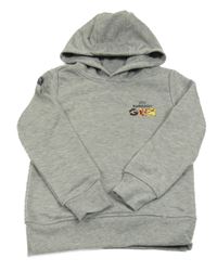 Šedá mikina s potiskem a kapucí 