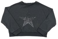 Tmavošedá crop mikina s hvězdou Tu