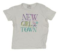 Bílé tričko s barevnými nápisy S. Oliver