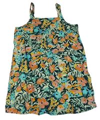 Zeleno-korálový květovaný kraťasový overal Primark
