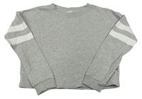 Šedá crop mikina s pruhy na rukávech H&M