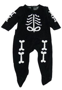 Černý sametový overal s kostmi 