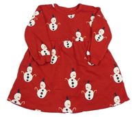 Červené teplákové šaty se sněhuláky George