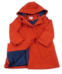 Červený vlněný podšitý kabát s kapucí Elle 