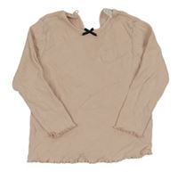 Pudrové žebrované triko s mašličkou H&M