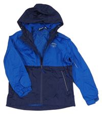 Modro-tmavomodrá šusťáková jarní funkční bunda s kapucí Crane