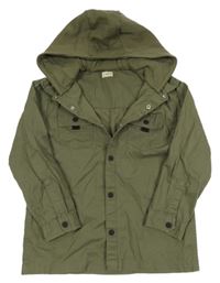 Khaki riflová košilová bunda s kapucí F&F