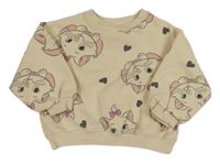 Světlebéžová oversize mikina s kočkami Disney