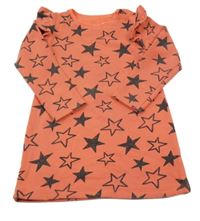 Korálové teplákové šaty s hvězdami a volánky F&F