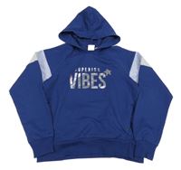 Tmavomodro-šedá oversize mikina s nápisem a kapucí L&D