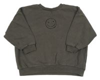 Tmavošedá overisize mikina se smajlíkem Next