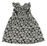 Černo-bílé květované šaty s volánky Primark